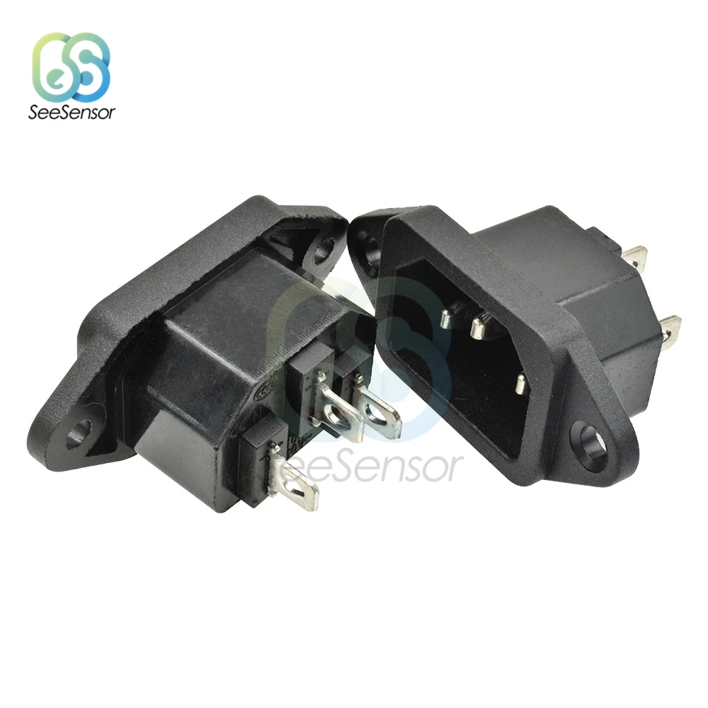 5 шт. 10A 250VAC 3 Pin AC-04 AC Мощность вилка и гнездо розетки с железным сердечником