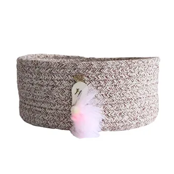 

Swan Cotton String Knitted Organizer Hamper Storage 25x11cm Clothes Dirty Sundries Basket Toy