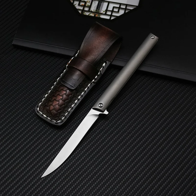 M390 стальные тактические складные ножи TC4 с титановой ручкой, походный охотничий нож для выживания, портативный карманный компактный нож - Цвет: Gray