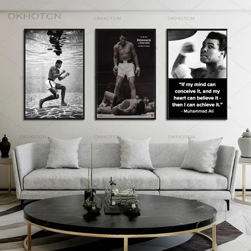 Modern Canvas Painting Muhammad Ali Motivational Quote Art Posters And Prints Boxing Themed Home Decor Wall Picture For  Bedroom