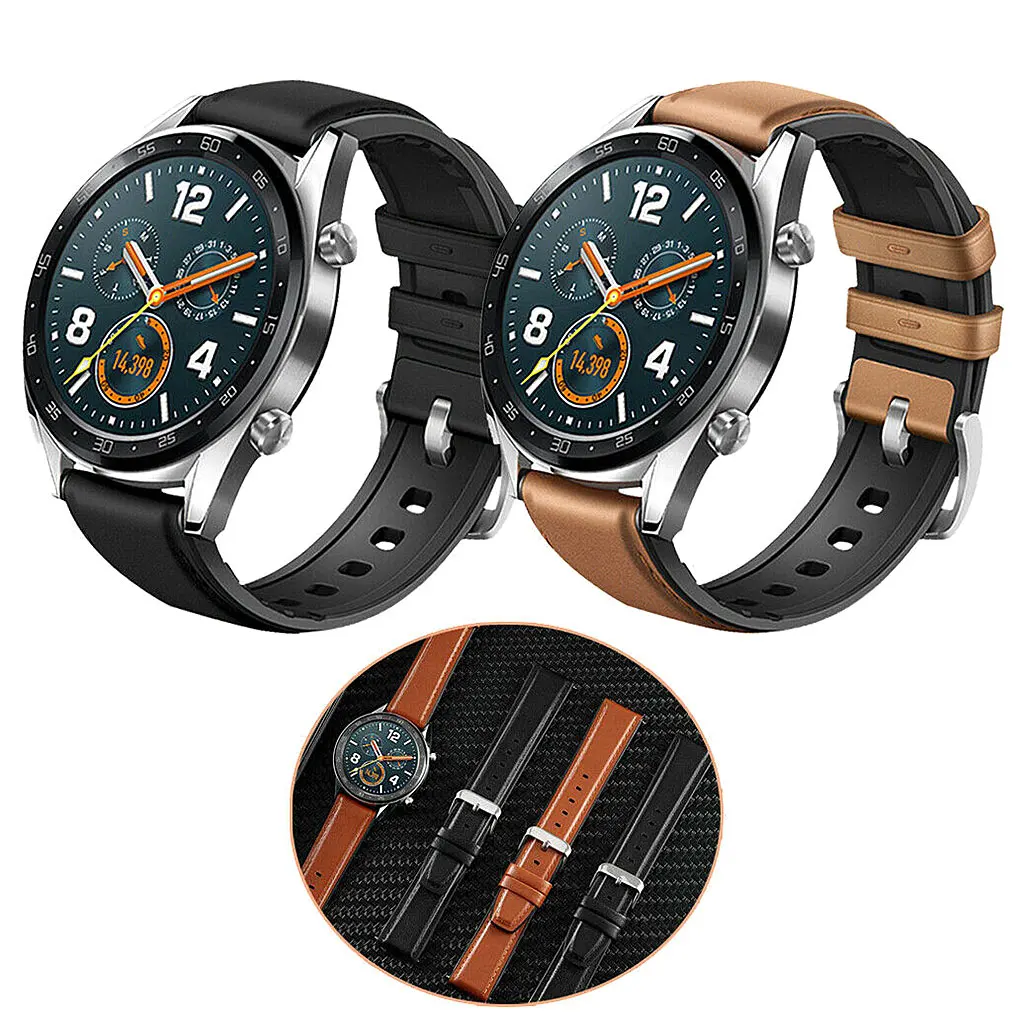 Силиконовый кожаный ремешок для часов браслет Замена для huawei Watch GT Active/элегантный для Honor Magic/samsung Galaxy Watch