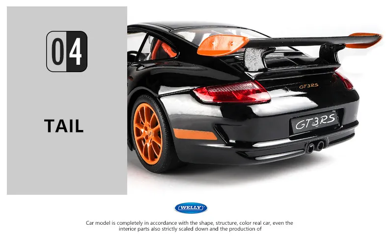 Welly 1:24 Porsche 911 GT3 RS модель автомобиля из белого сплава имитация автомобиля украшение коллекция Подарочная игрушка Литье под давлением модель игрушка для мальчиков