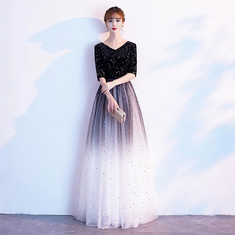 

2020 Abiye Gece Elbisesi Large Chorus Costumes Female Dress Command Host Evening Long Ode To The Motherland Party Convention