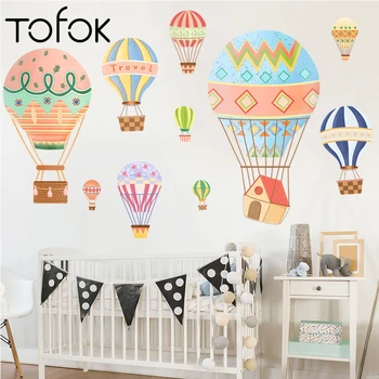 

Tofok Cartoon Hot Air Balloon Wall Sticker Kids Room Bedroom Living Room Nursery Wall Mural Decals Home Decor PVC Wallpaper New