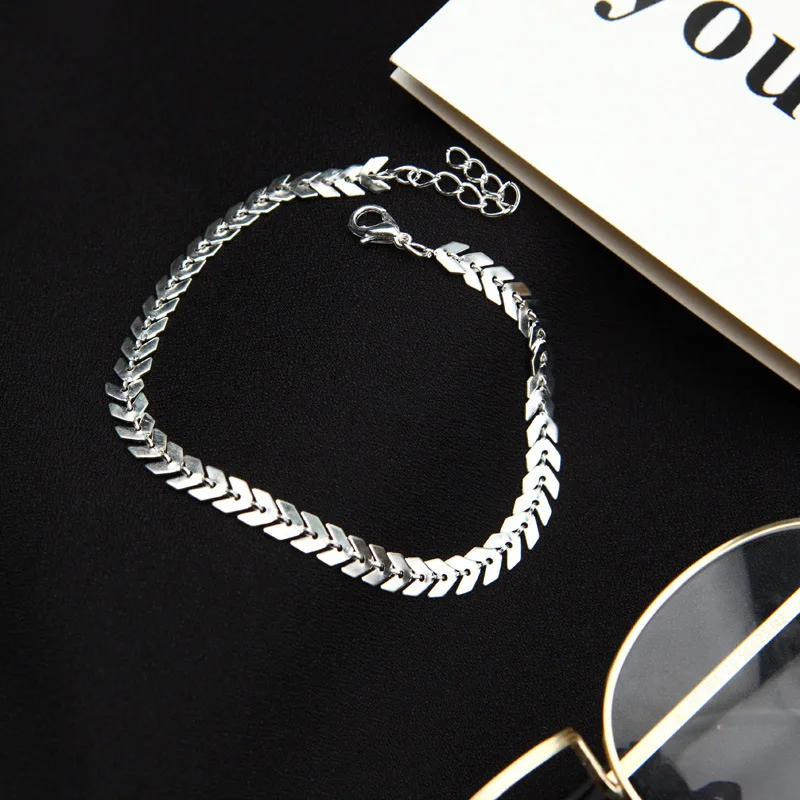

Europe And America Fashion Bohemian Accessories Simple Summer Beach Delicacy Arrowhead Sequin Snake Bone Anklet Fishbone Foot Or