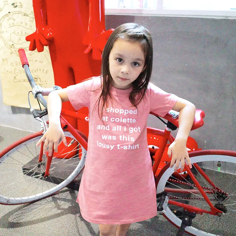 Cotton Kids Dresses Girls Summer Letter Print T Shirts Dress Baby Children New Fashion Clothes Infant Toddler | Детская одежда и