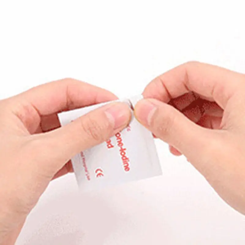 100 Pcs Box Povidone Iodine Disinfection Sheet Tissue Pads Sterilization First Aid Kit Emergency Medical Disposable 2