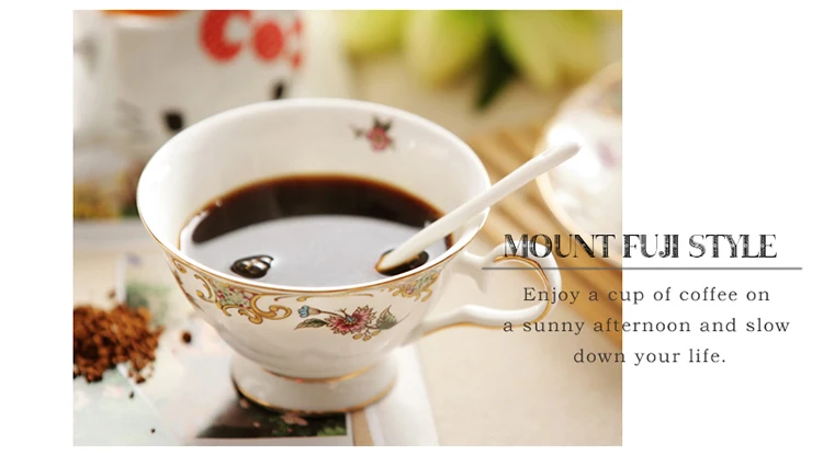 Ceramic Coffee Cups Set European Small Luxury Bone china Afternoon Tea set Flower Tea Cup & Saucer Household Kitchen accessories