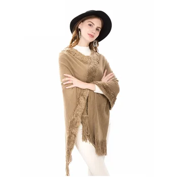 

Plus Size Black Poncho Ladies Cashmere Scarf Fashion Pashmina Winter Warm Tassel Cape Long Shawl Solid Acrylic Female Ponchos