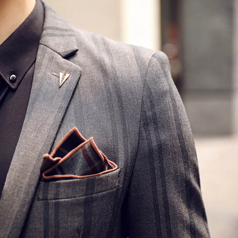 2019 New Fashion Style Striped Men Suit 2pcs (jacket+pant) High-quality Slim Business Casual Menswear Costume