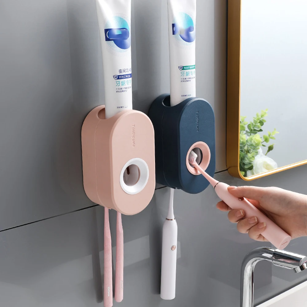 

Adhesive Automatic Toothpaste Squeezer Set, Wall-mounted Toothpaste Holder, Toothbrush Rack