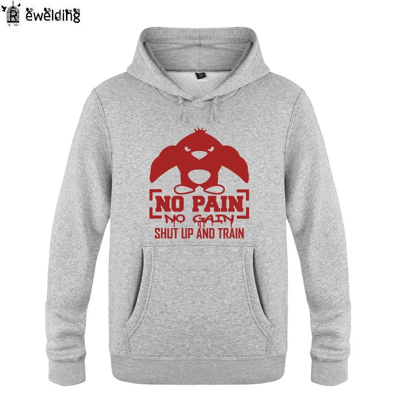 

Mens Hoodies No Pain No Gain Shut Up and Train Hoodie Men Fleece Long Sleeve Man's Sweatshirt Fitness Pullover Moleton Masculino