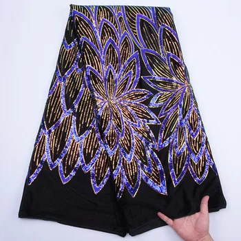 

High Quality African Sequins Lace Fabric Embroidery French Velvet Tulle Lace Fabric For Nigerian Wedding Party Dress Y1766