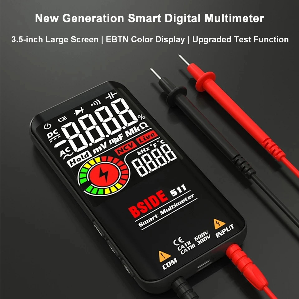 BSIDE-9999t-Rms Intelligent Digital Display Multimeter 3.5-Inch Color LCD DC AC Live Wire Tester | Инструменты