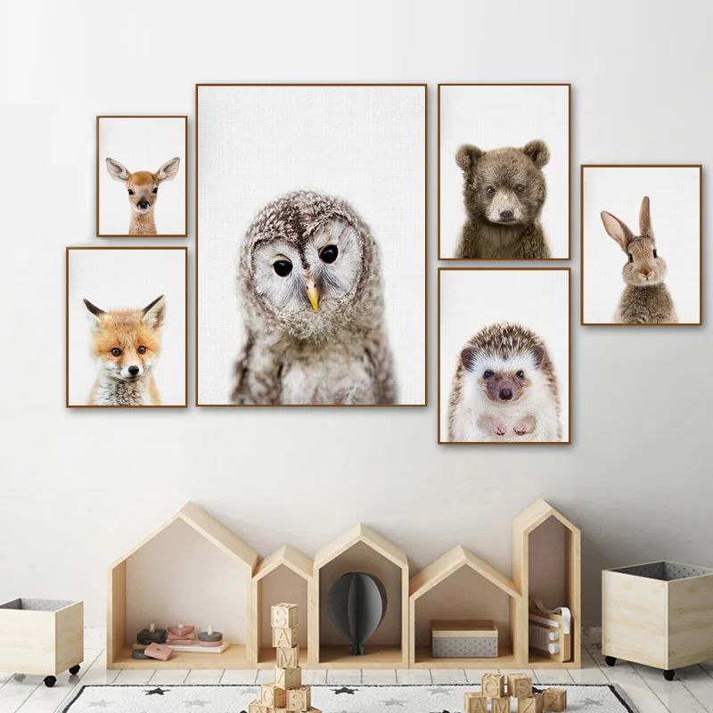 

Hedgehog Owl Woodland Baby Animal Wall Art Nursery Canvas Posters Baby Room Decorative Print Painting Pictures Home Decor