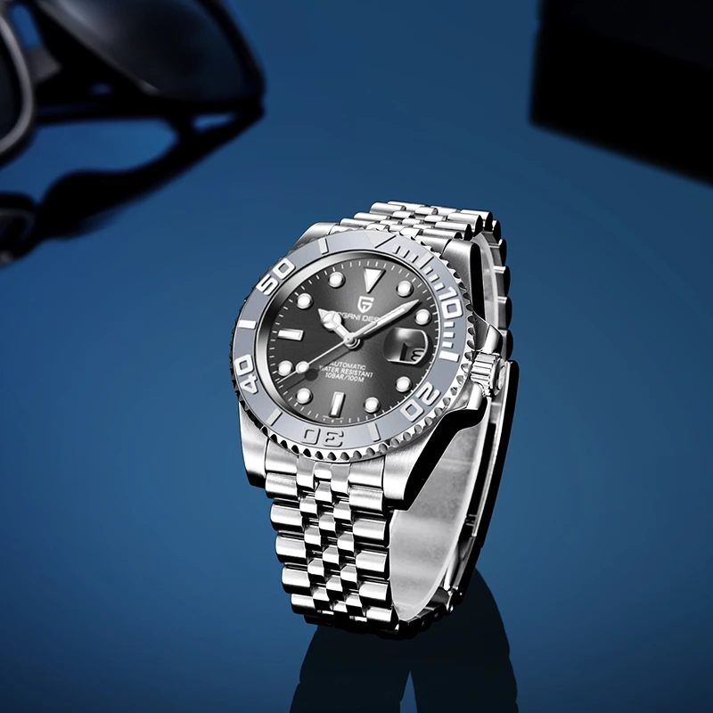 PAGANI DESIGN Top Brand Stainless Steel Men Mechanical Wristwatches 100M Waterproof Luxury Sapphire Glass Men's Automatic Watch