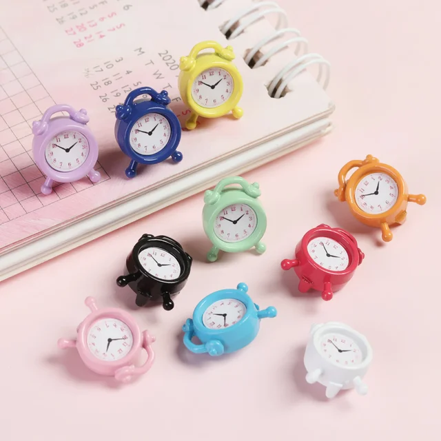 1PC 1:12 Scale Mini Metal Alarm Clock Home Decoration Dollhouse Miniature Toy Doll Living Room Accessories 10 Colors 1