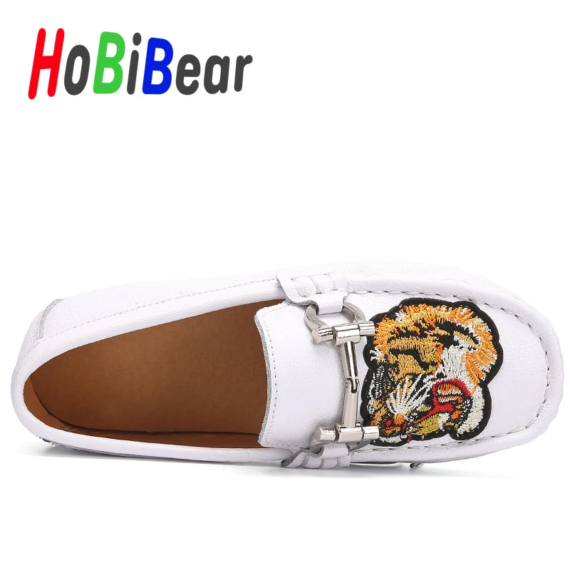 Children Flat Shoe Boys Loafers White Leather Casual Shoes For Big Girls Non-Slip Kids Boy Moccasins Slip On  Girls Leather Shoe