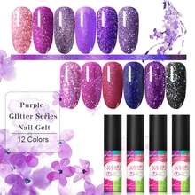 WHID CHIC гель для ногтей с блестками лак фиолетовая серия Bling Sequins длительный УФ-гель для дизайна ногтей 5 мл для дизайна ногтей