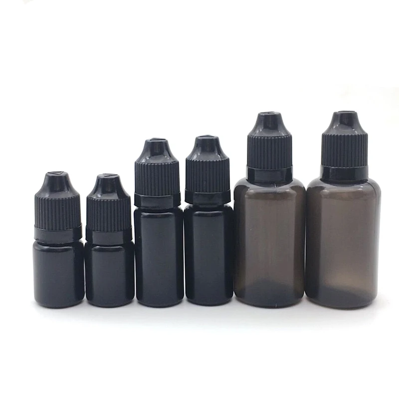 

10pcs Plastic Bottle 5ml/10ml/30ml PE Empty Black Bottle Squeeze Juice Eye Dropper Bottle with Funnel