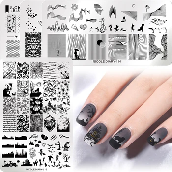 

NICOLE DIARY Halloween Series Nail Stamping Plates Rose Flowers Nail Art DIY Nail Image Plate Printing Stencil Accessories Tool