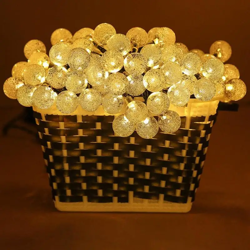 

New 6.5m Fairy Garland 30LED Solar Power Bubble Ball Waterproof For Christmas Fairy String Light Wedding Party Decor