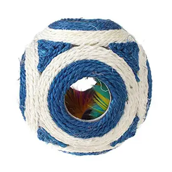 

Pet Cat Kitten Playing Ball Chew Ratting Cute Toys with Feather Sisal Rope Ball Cat Toy Pet Supplies