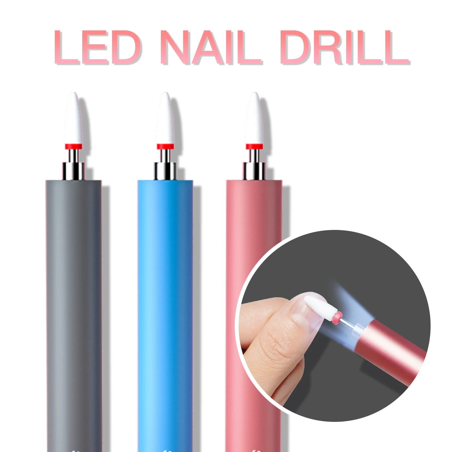 Электрическая дрель для ногтей, маникюрная полировальная ручка, перезаряжаемая ручка, портативная полировальная отверждающая машина, светодиодный светильник