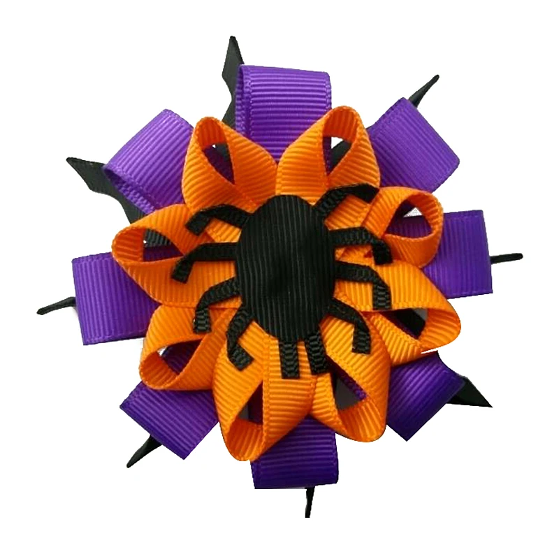 

6 pcs 4.5'' bat Hair Bows Halloween Smile Pumpkin Hair Clips For Kids Girls Layered Festival Handmade Hairpin Hair Accessories