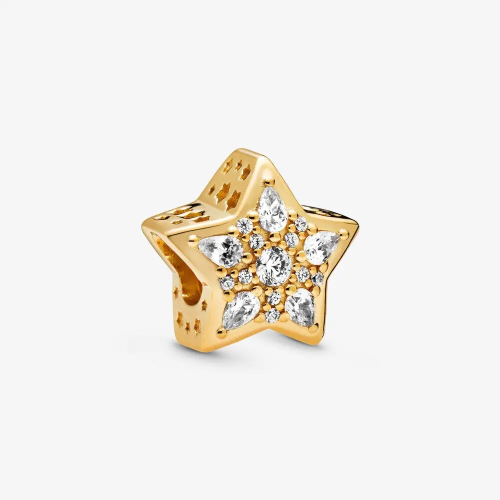 Самодельный Золотой шарм, браслет Pandora, бусины, 925 пробы, серебро, любовь, подвеска, тыква, автомобиль, небесная звезда, дерево из бисера