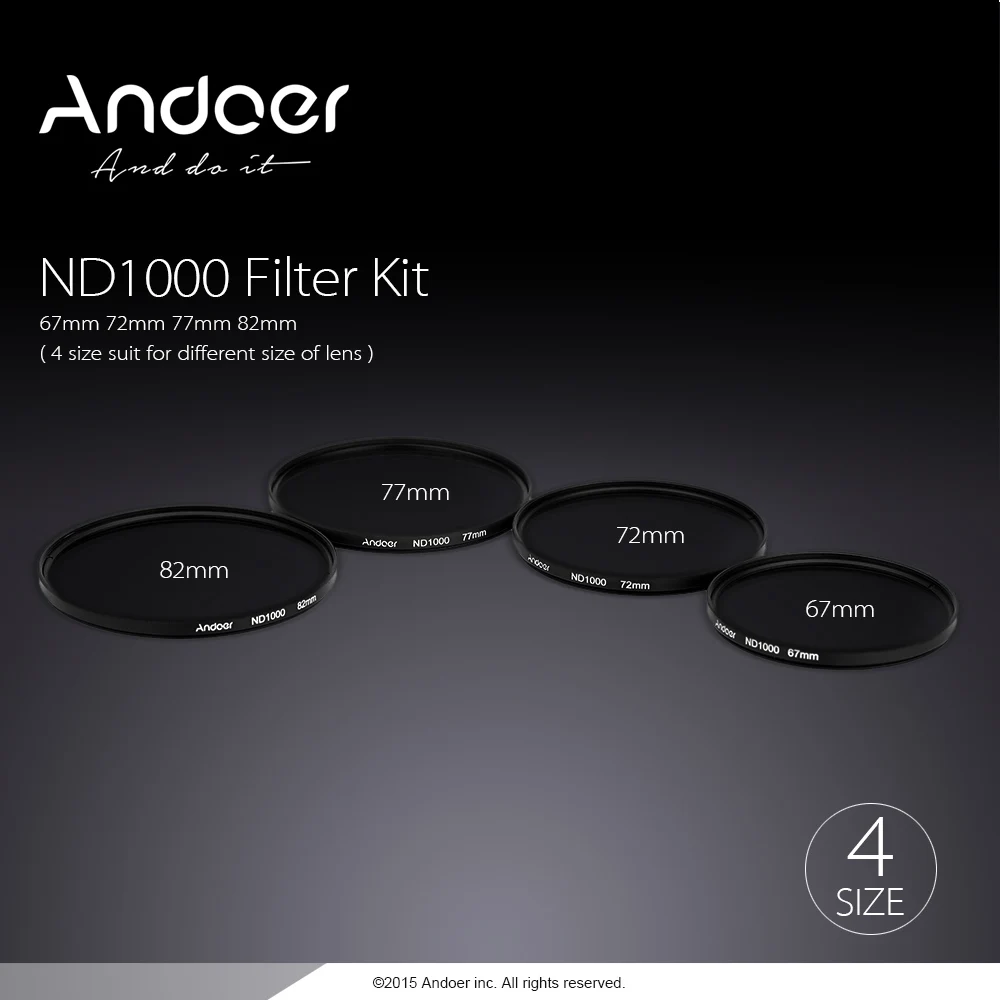 Andoer 67 мм 72 мм 77 мм 82 мм ND1000 10 стоп фейдер фильтр нейтральной плотности для объектива камеры Canon Nikon DSLR Комплект фильтров для объектива камеры