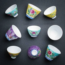 Lmitate эмалированный цвет на гриле цветок кунгфу онлайн чайная чашка туба мастер чашка чая Личная чашка Sip чашки поштучно