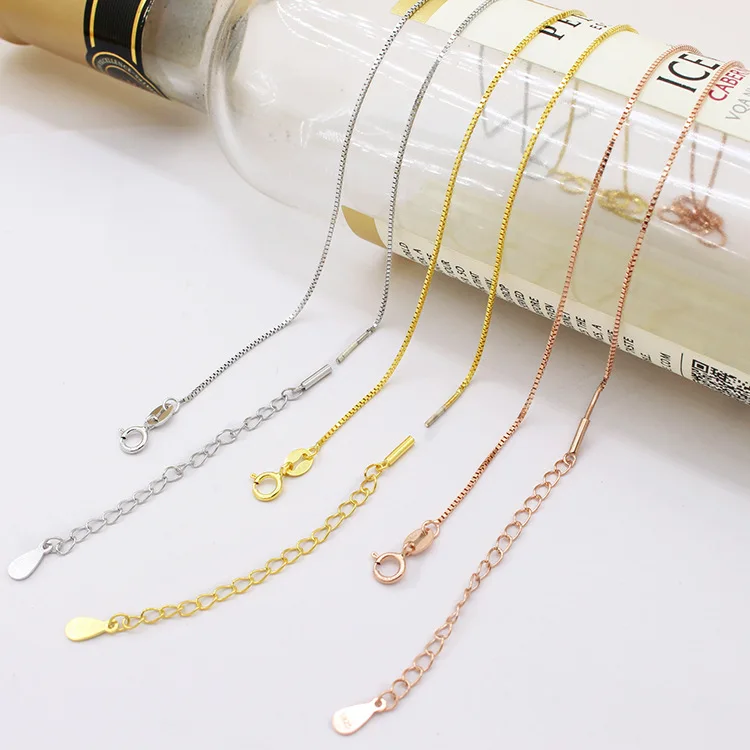 

S925 Fine Silver Screw Box Chain DIY Necklace Passepartout with Needle Choker Women's 0.75 Size Screw Buckle Chain