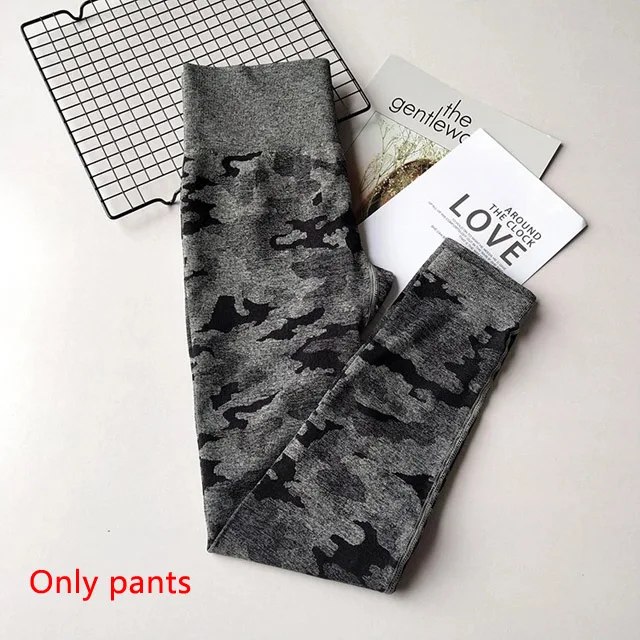 Black pants 3 шт., камуфляжный бесшовный комплект для йоги, спортивная одежда для женщин, одежда для Фитнеса Йоги, леггинсы+ спортивный бюстгальтер+ укороченный топ с длинными рукавами, спортивные костюмы для спортзала - Цвет: Black pants