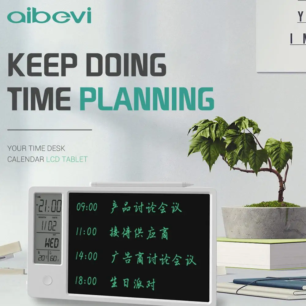 Aibevi-Tableta de escritura LCD, reloj con calendario, 10 pulgadas, electrónica, gráfica, dibujo, almohadilla meteorológica, pantalla de humedad y temperatura