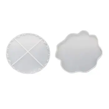 

2 Pcs/set DIY Manual High Mirror UV Resin Wave Coaster Molds Crystal Epoxy Mold Dried Flower Resin Decorative DIY Hand Crafts