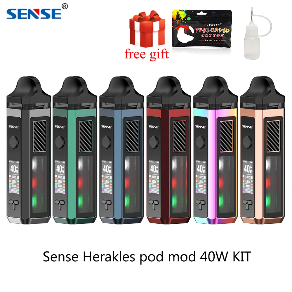 SENSE Herakes Pod Vape комплект Макс 40 Вт Mod 1500 мАч батарея и 6 мл многоразовый картридж Ом