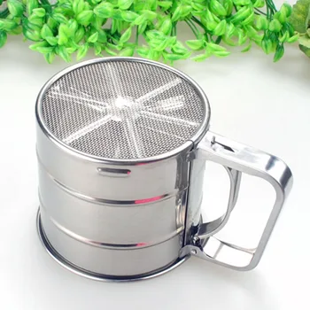 

Stainless Steel Flour Sieve Cup Powder Sieve Mesh Kitchen Gadget For Cakes Hand-Screened Sugar Mesh Sieve Baking Sieve Strainer