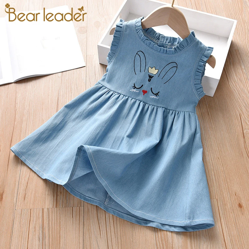 Bear leader/платья для девочек; Новинка; Летнее Детское платье принцессы; повседневное джинсовое платье; детская одежда; Детский костюм с вышивкой для девочек