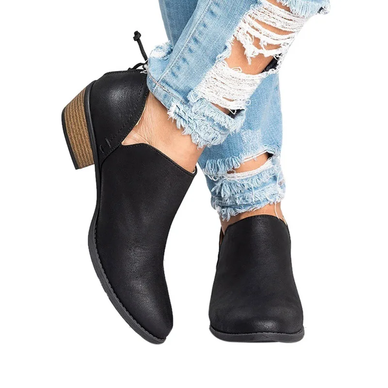 LASPERAL/Новые осенние женские ботинки; женские слипоны на квадратном каблуке; женская обувь на высоком каблуке с острым носком; Повседневная модная женская обувь - Цвет: black