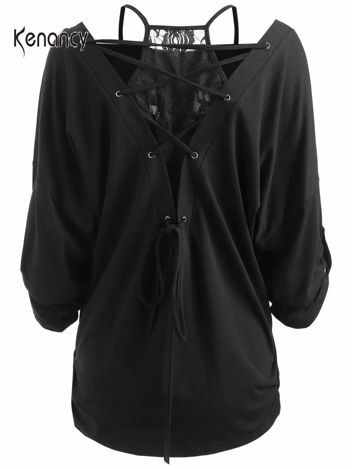 Женская блузка Kenancy Весенняя женская рубашка с открытыми плечами кружевной