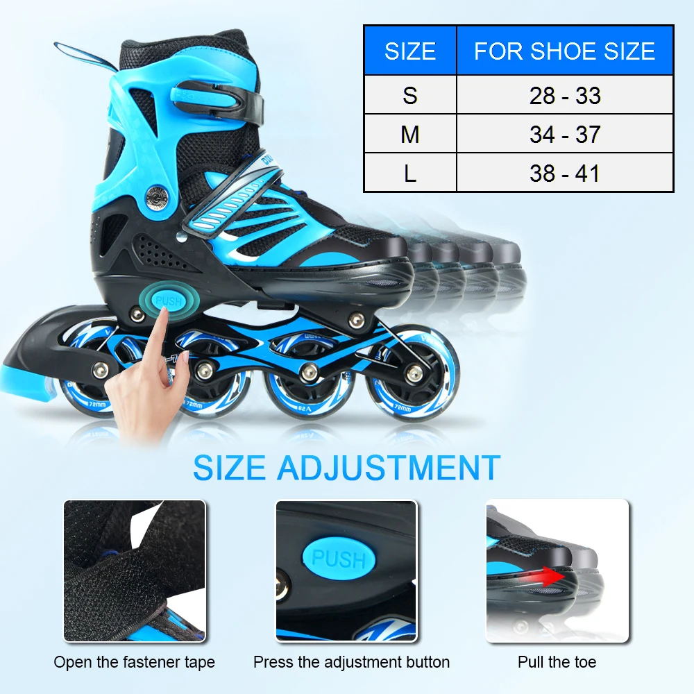 Roller skating wheels roller skating shoes set Adjustable Illuminating Inline Skates with Light Up Wheels for Kids and Youth