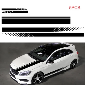 

5Pcs D-1142 Racing Stripe Personalized Modified Body Sticker, Hood Car Sticker, Rearview Mirror Decoration