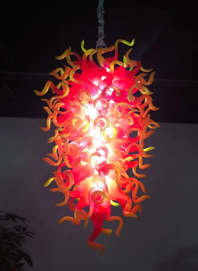 Фейерверк восходящее пламя большая ручная выдувная стеклянная люстра роскошные оранжевые золотые стеклянные люстры лампа подвесные лампы