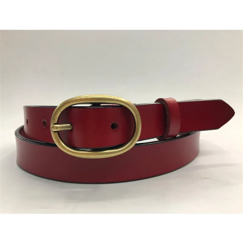 New Good Quality Women Belt Genuine Leather Gold Pin Buckle Belt Retro Luxury Cowhide Strap for Female Dress Jeans Fashion Belt