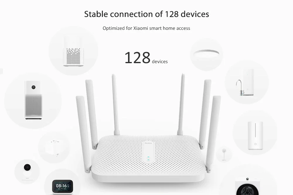 Xiaomi Redmi AC2100 Gigabit Router 2033Mbps Wireless Rate 2.4G + 5G Dual-band Concurrent Dual-core Four-threaded CPU 128M Large Memory- White