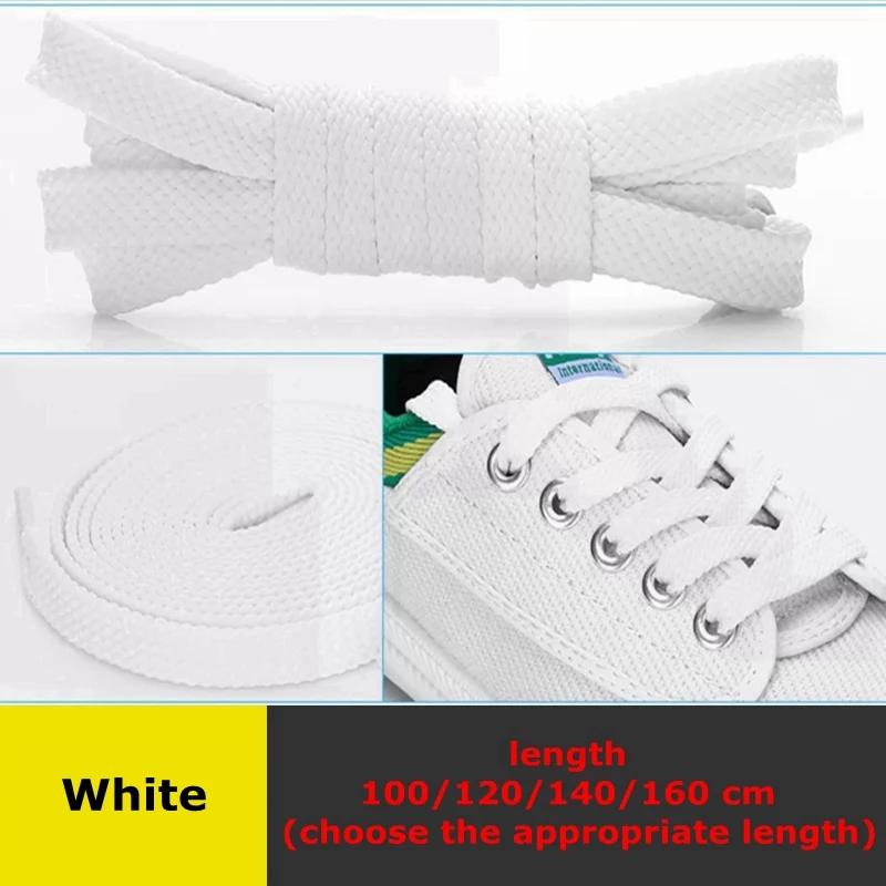1 Pair Polyester Flat Shoe laces Double Hollow Woven Shoelaces 100CM / 120CM / 140CM / 160CM Thicken Non-slip Shoe lace - Цвет: Белый