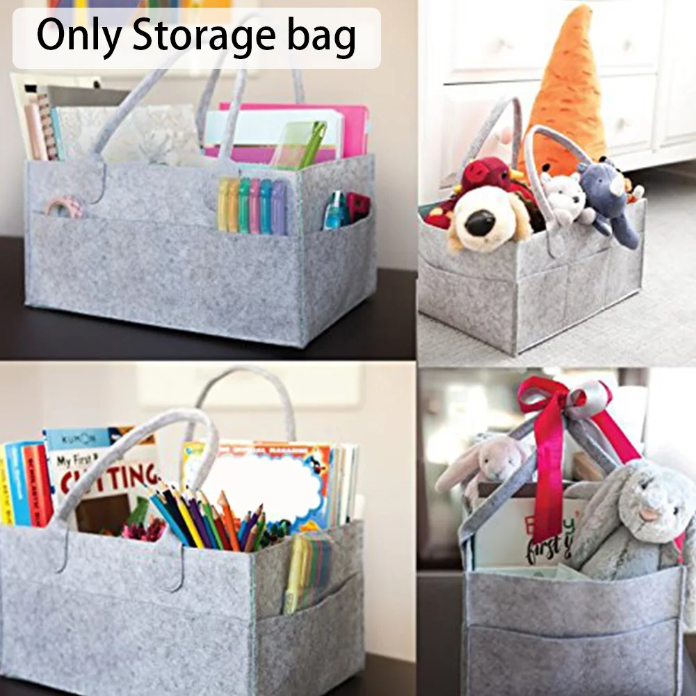 

Baby Dual Layer Diapers Storage Bag Organizer Nursery Large Capacity Tote Multi Pockets Felt