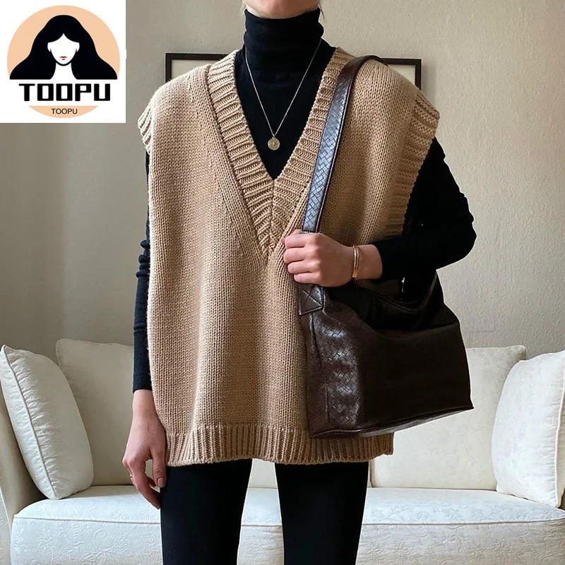 

V Neck Knitted Vest Sweater Sleeveless Women Khaki Casual Pullover Black 2020 Autumn Winter Gray Jumper Fashion