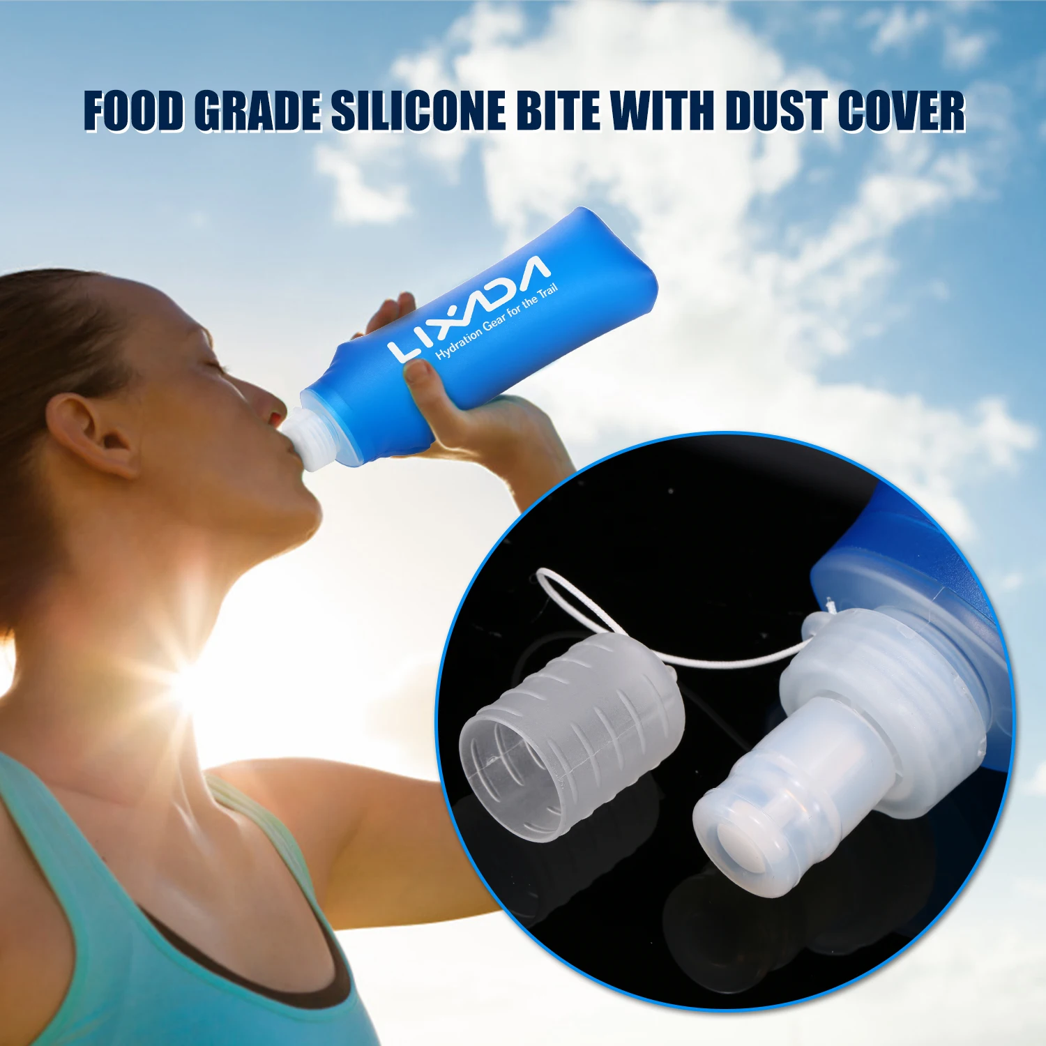 500ML Folding Drinking Water Bottle Portable Soft Flask Filter Water Kettle for Outdoor Camping Running Cycling Hiking Picnic water purifier